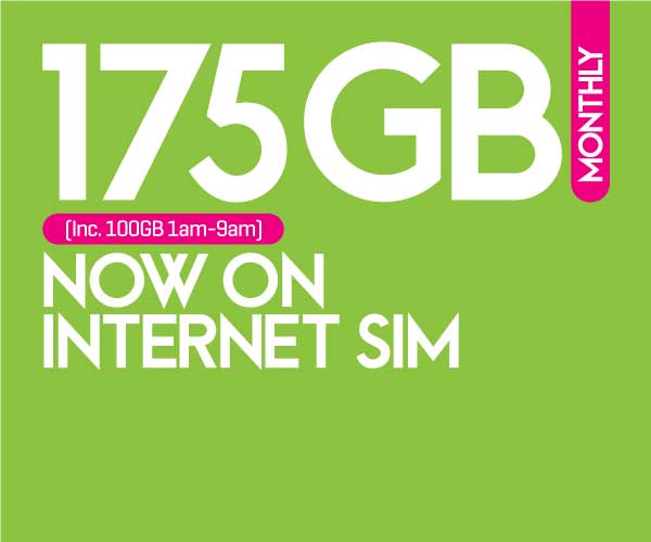 Internet SIM 175GB (Inc. 100GB 1am - 9am)